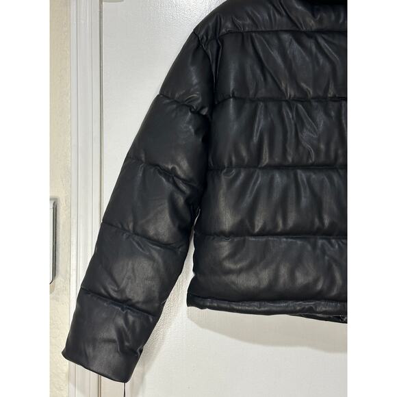 Avec Les Filles Faux Leather Black Puffer Jacket Size XS NWT Oversized - Picture 15 of 16